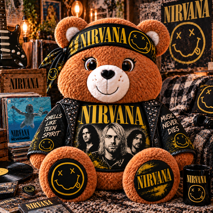 Nirvana Custom Shaped Bear Pillow – Unique Gift for Classic Music Lovers