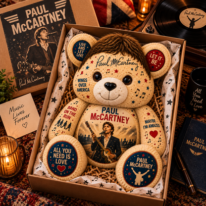 Paul McCartney Custom Shaped Bear Pillow – Unique Gift for Classic Music Lovers