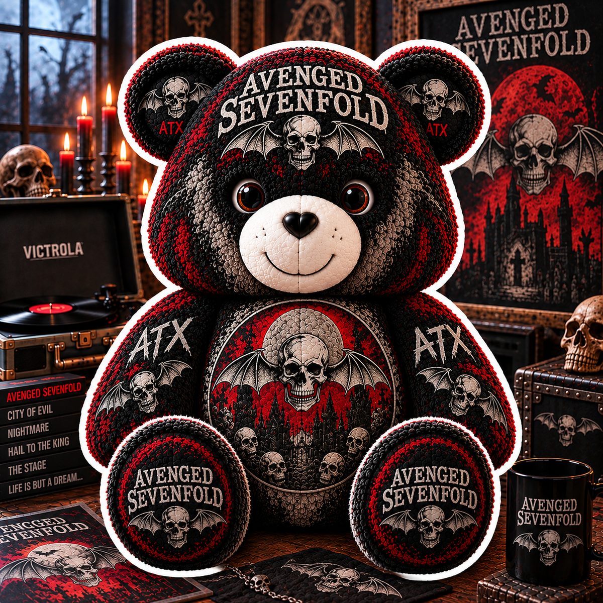 Avenged Sevenfold Custom Shaped Bear Pillow – Unique Gift for Classic Music Lovers