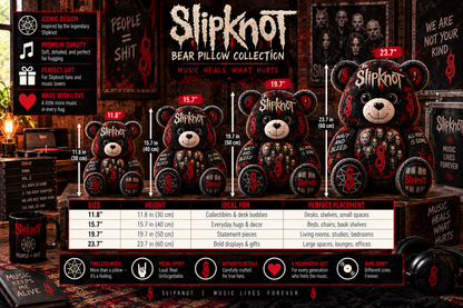 Slipknot Bear Custom Shaped Pillow – Heavy Metal Music Fan Gift, Iowa & All Hope Is Gone Collectible