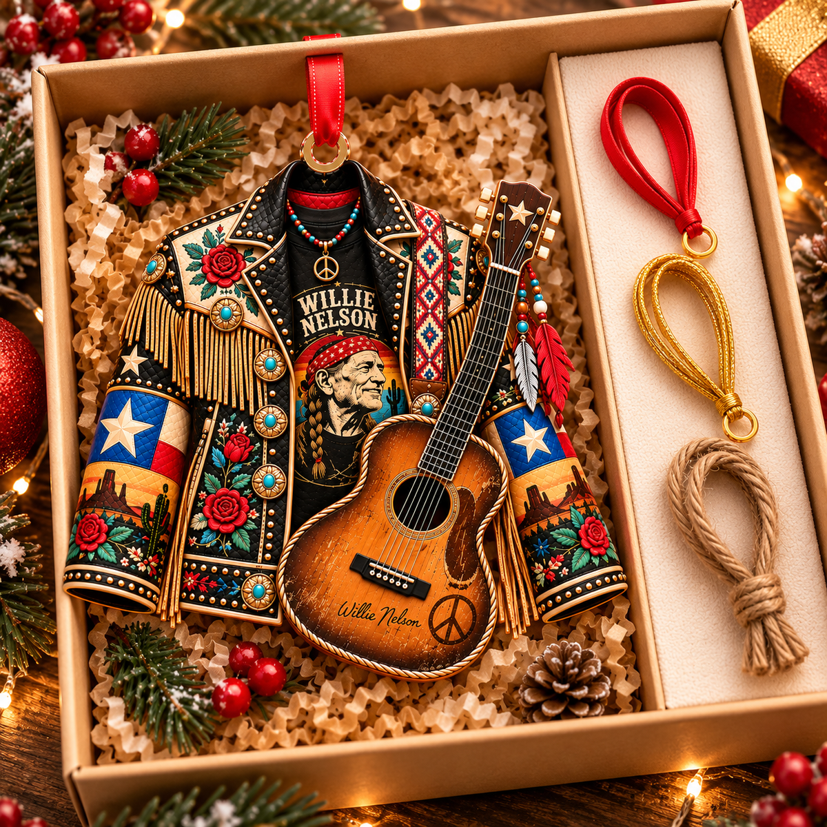 Willie Nelson Christmas Ornament - Classic Country Music Legend Gift