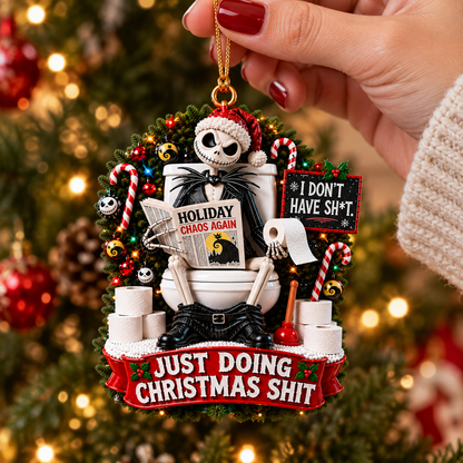 Holiday Chaos Skeleton Funny Christmas Ornament