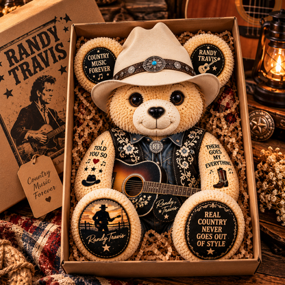 Randy Travis Custom Shaped Bear Pillow – Unique Gift for Classic Music Lovers