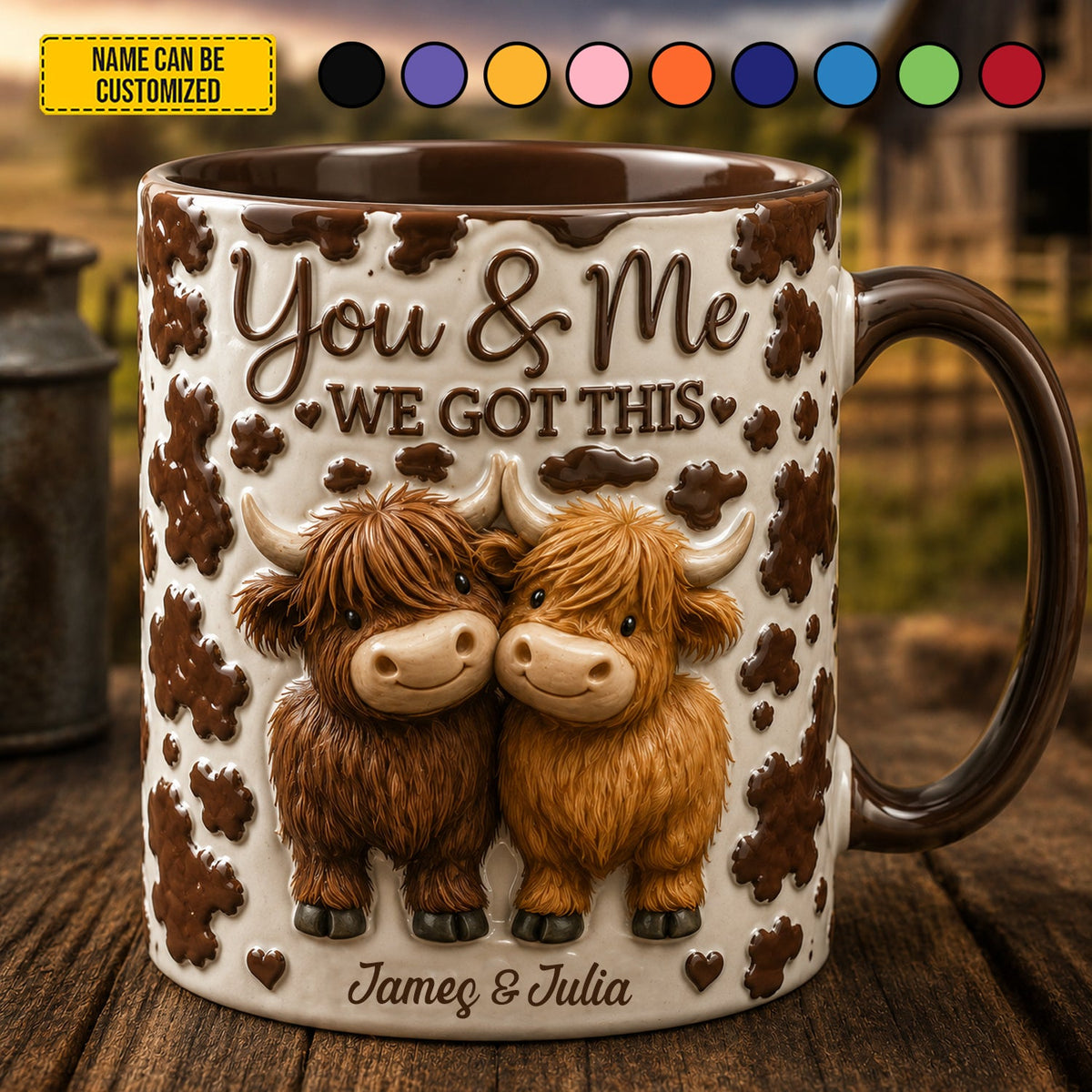 You & Me We Got This - Personalized Highland Cow Couple Accent Mug