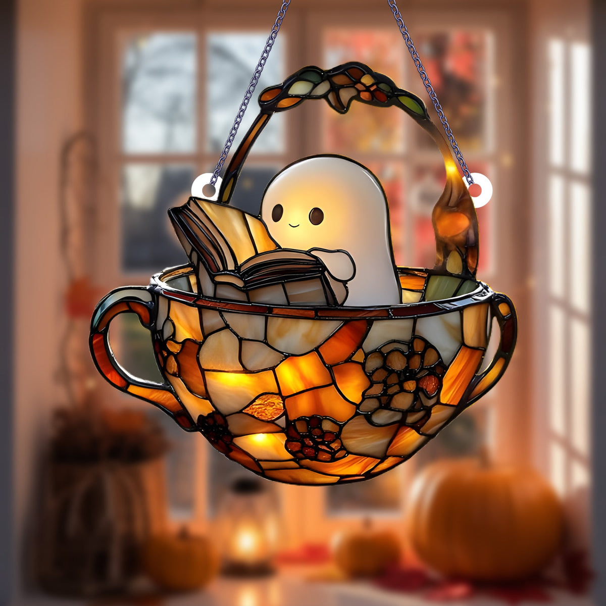 Cute Ghost Stained Glass Acrylic Suncatcher