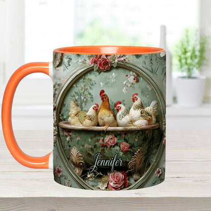 Floral Chicken - Personalized Chicken Accent Mug