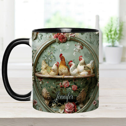 Floral Chicken - Personalized Chicken Accent Mug