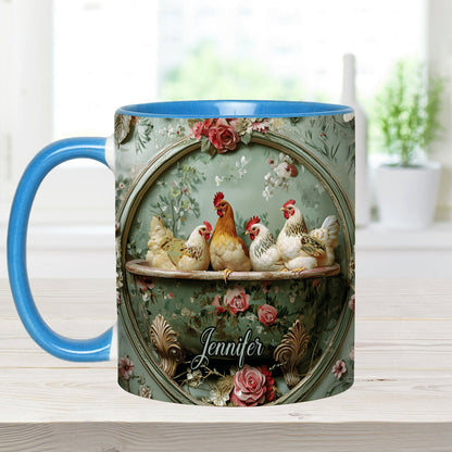 Floral Chicken - Personalized Chicken Accent Mug