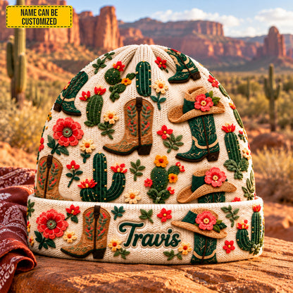 Personalized Western Cowgirl Beanie Hat