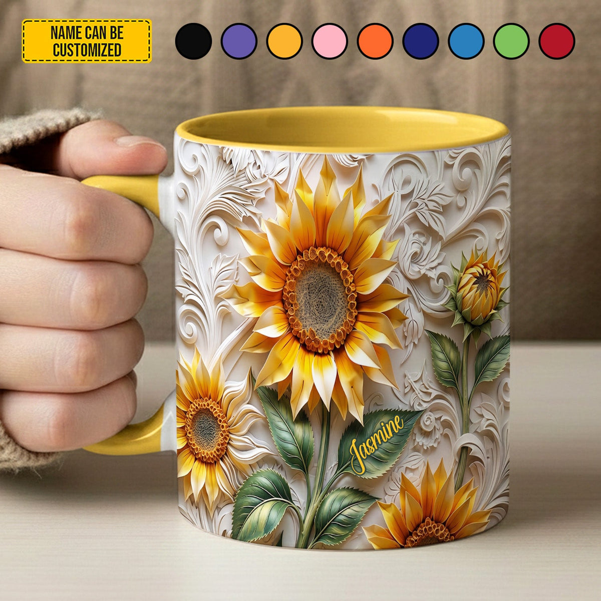 Beautiful Sunflower - Personalized Sunflower Accent Mug