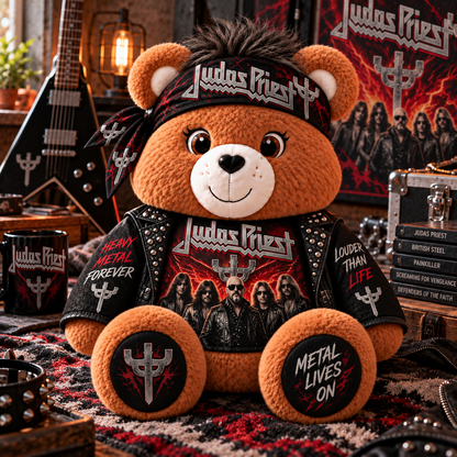 Judas Priest Custom Shaped Bear Pillow – Unique Gift for Judas Priest Fans & Classic Heavy Metal Lovers
