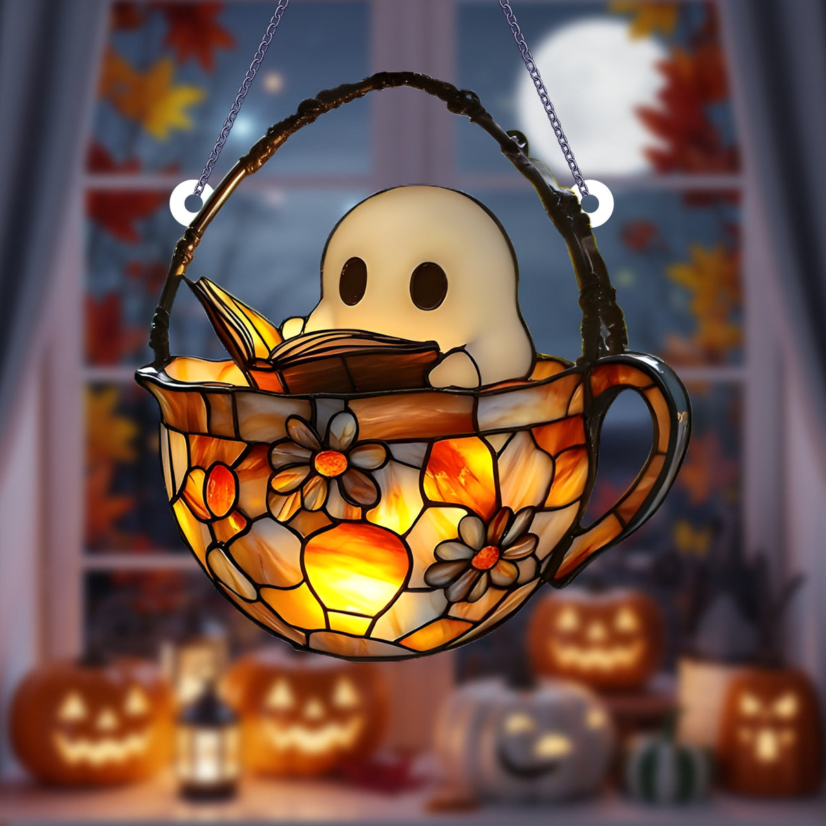 Cute Ghost Stained Glass Acrylic Suncatcher