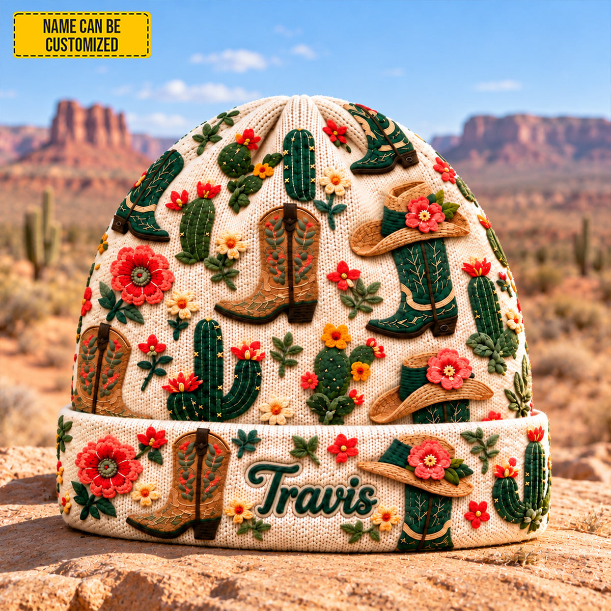 Personalized Western Cowgirl Beanie Hat