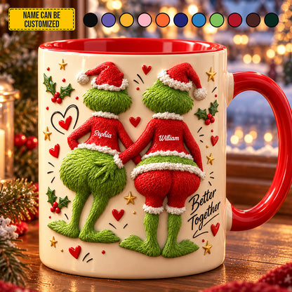 Personalized Grinch Couple Christmas Mug – Custom Name Holiday Gift