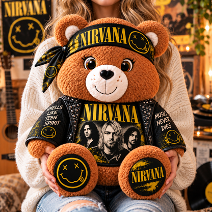 Nirvana Custom Shaped Bear Pillow – Unique Gift for Classic Music Lovers