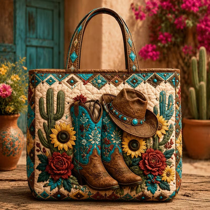 Western Cowgirl Quilted Tote Bag