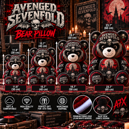 Avenged Sevenfold Custom Shaped Bear Pillow – Unique Gift for Classic Music Lovers