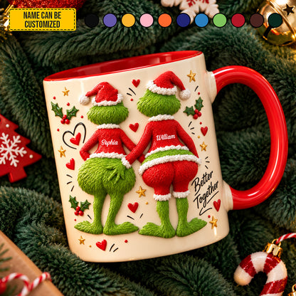 Personalized Grinch Couple Christmas Mug – Custom Name Holiday Gift