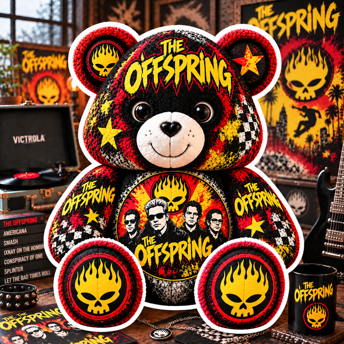 The Offspring Custom Shaped Bear Pillow – Unique Gift for Classic Music Lovers