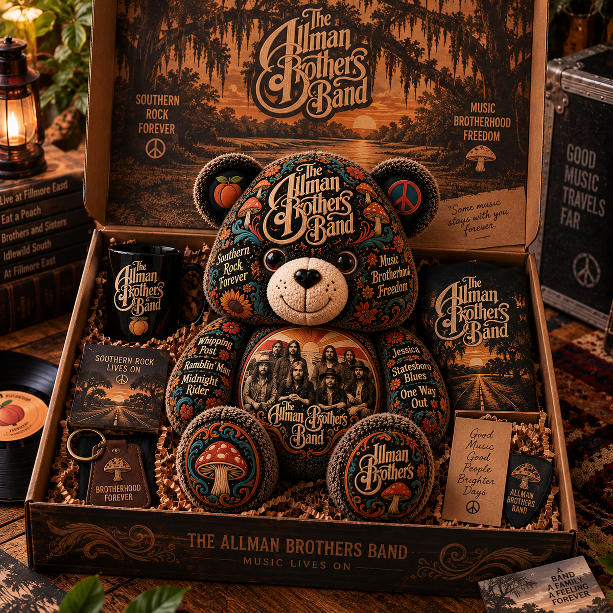 The Allman Brothers Band Southern Rock Bear Custom Shaped Pillow – Music Fan Gift, Classic Rock Collectible