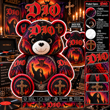 Dio Custom Shaped Bear Pillow – Unique Gift for Classic Music Lovers