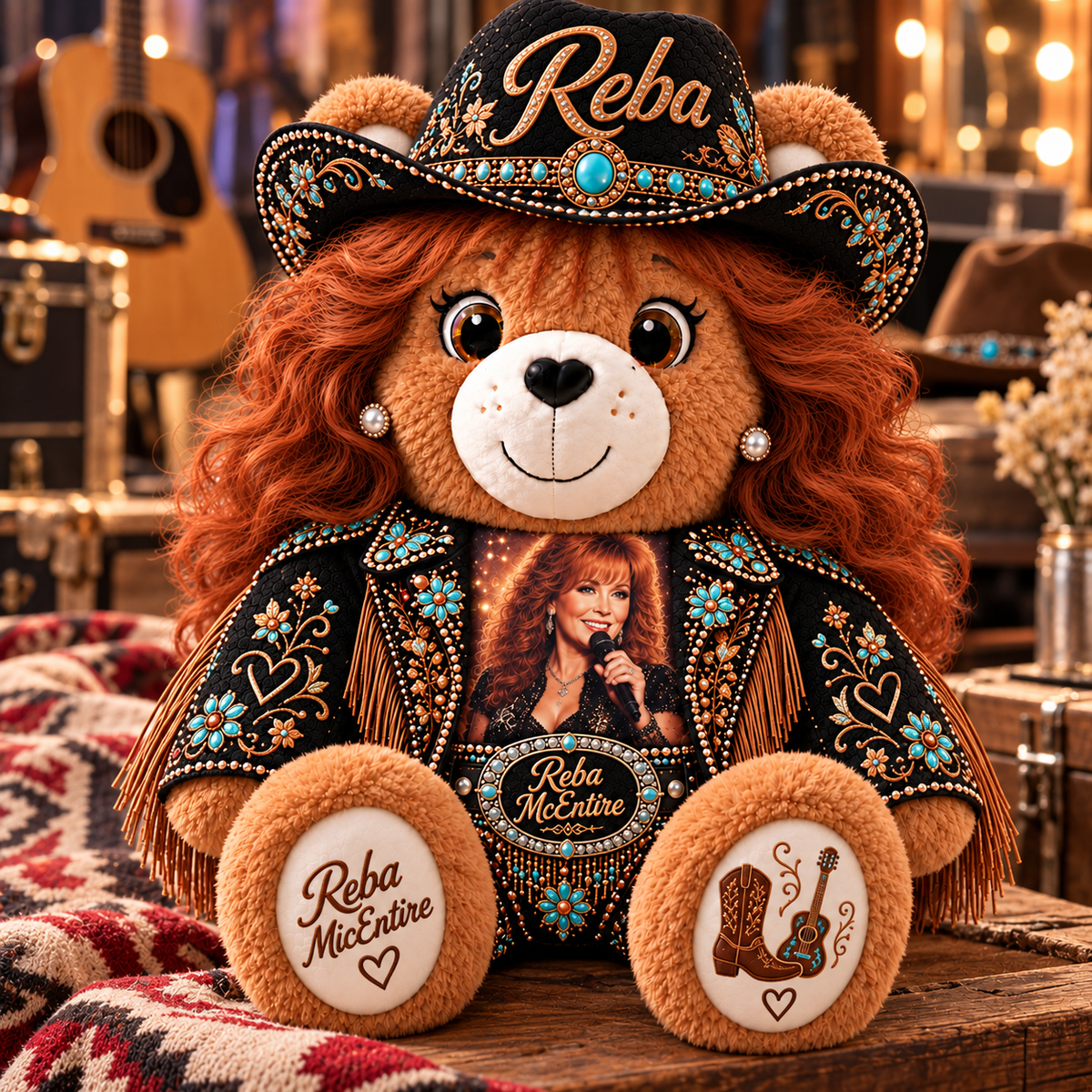 Reba McEntire Custom Shaped Bear Pillow – Unique Gift for Classic Music Lovers