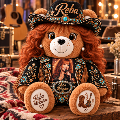 Reba McEntire Custom Shaped Bear Pillow – Unique Gift for Classic Music Lovers