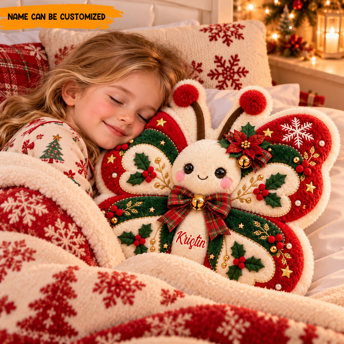 Personalized Christmas Butterfly Shaped Pillow