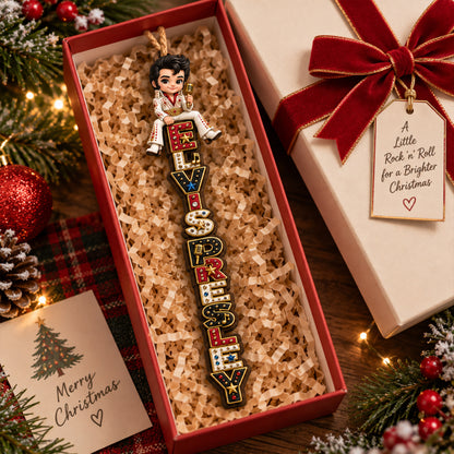 Elvis Presley Christmas Ornament, King of Rock and Roll Tree Decoration, Retro Music Lover Gift