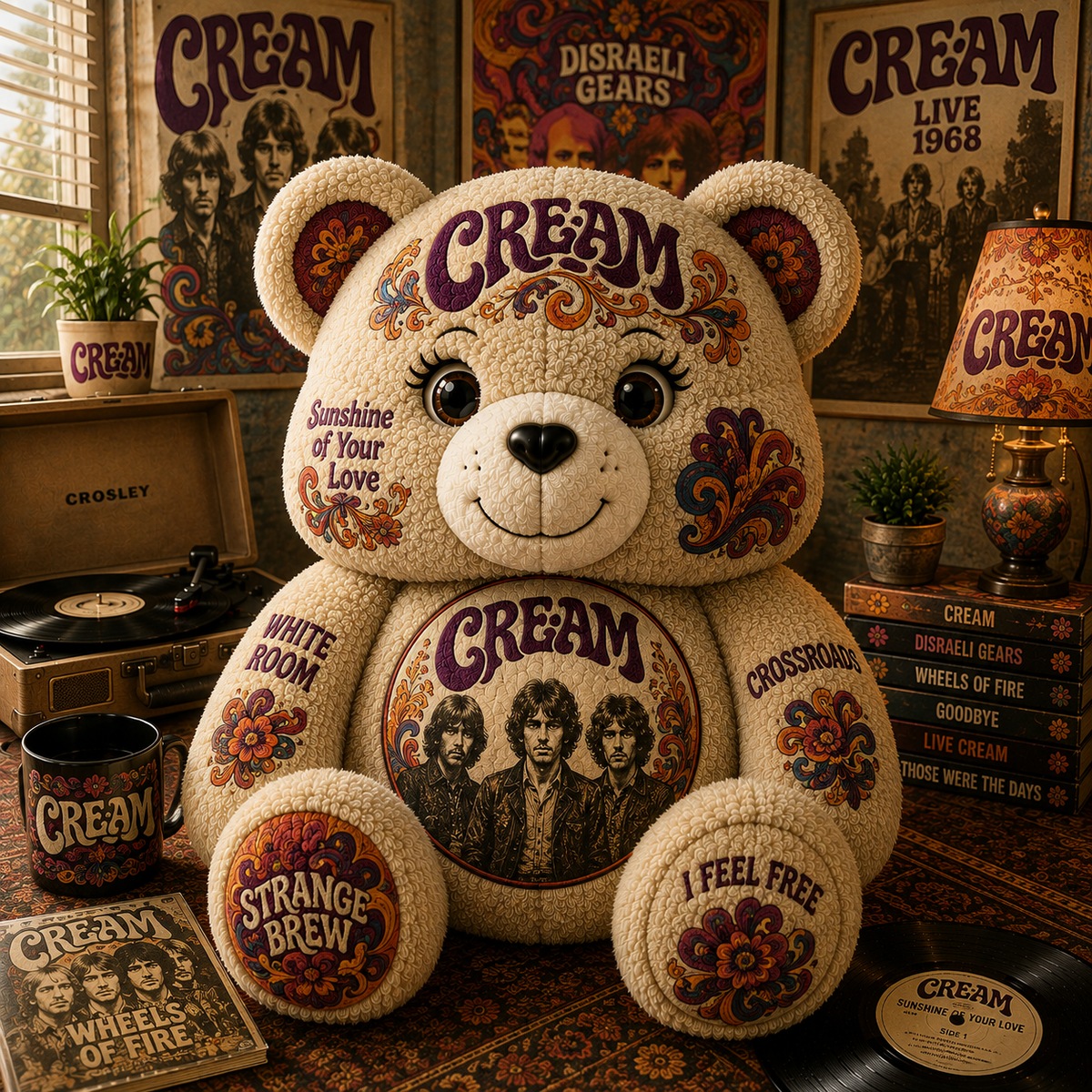 Cream Custom Shaped Bear Pillow – Unique Gift for Classic Music Lovers