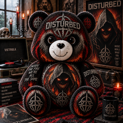 Disturbed Custom Shaped Bear Pillow – Unique Gift for Classic Music Lovers