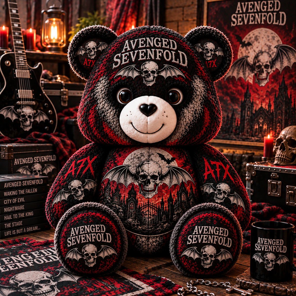Avenged Sevenfold Custom Shaped Bear Pillow – Unique Gift for Classic Music Lovers