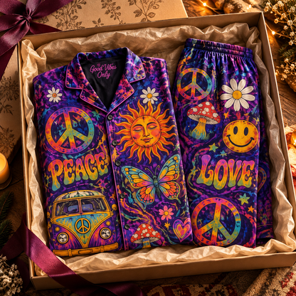 Hippie Peace and Love Pajama Set – Gift for Hippie Lovers
