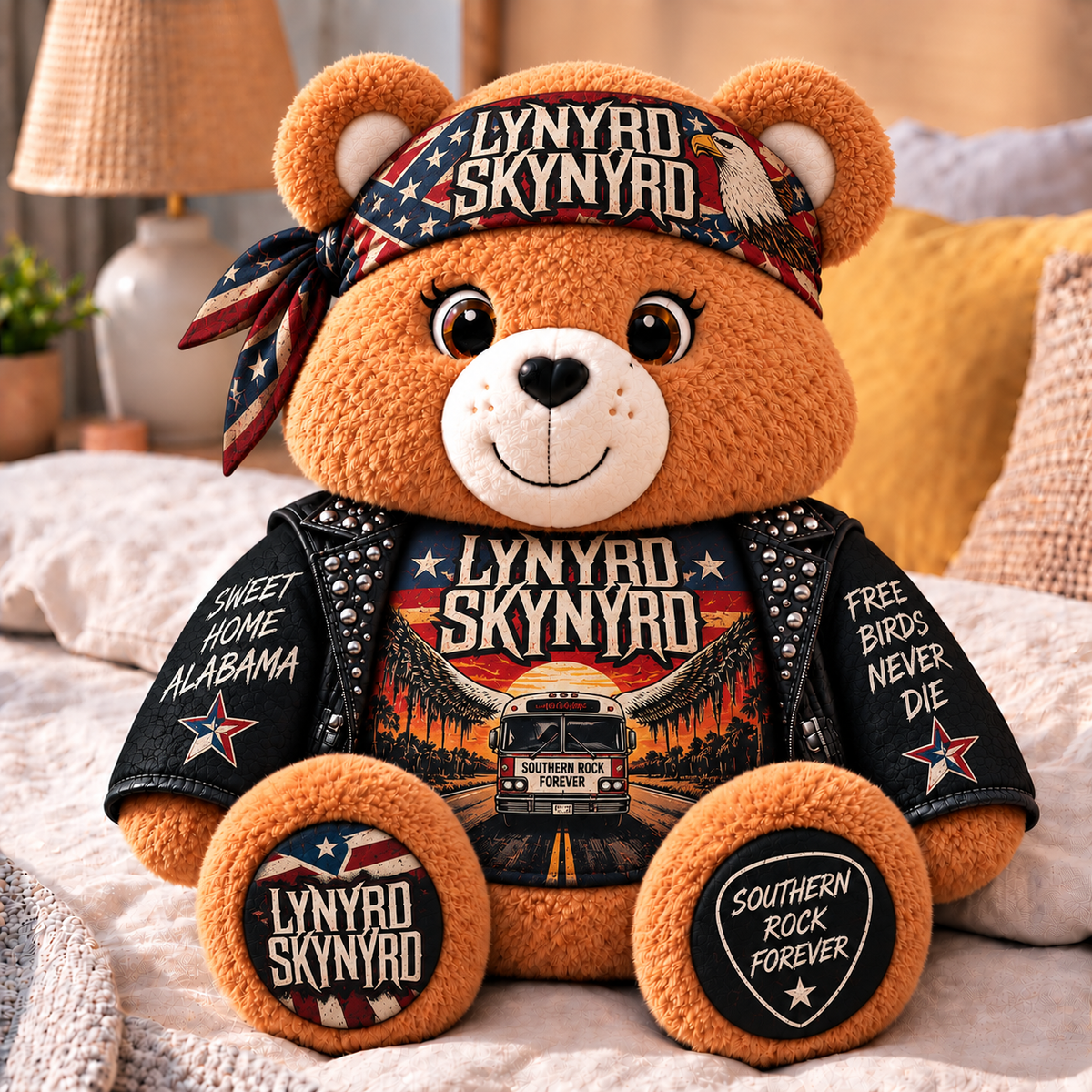 Lynyrd Skynyrd Custom Shaped Bear Pillow – Unique Gift for Classic Music Lovers
