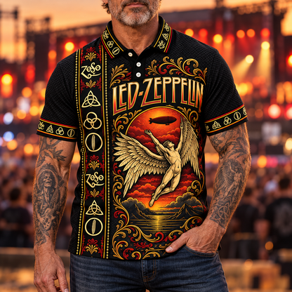 Led Zeppelin Vintage Polo Shirt - Classic Rock Music Fan Gift