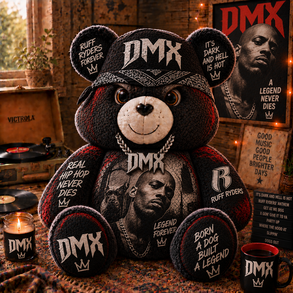 DMX Custom Shaped Bear Pillow – Unique Gift for Classic Music Lovers