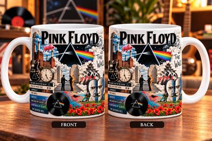 Pink Floyd Edge-to-Edge White Mug – Classic Progressive Rock Inspired Design Featuring The Dark Side of the Moo