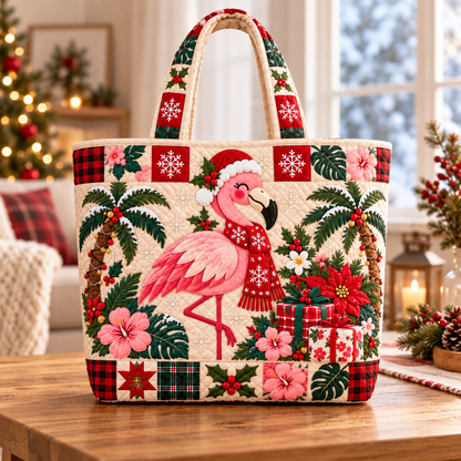 Christmas Flamingo Tote Bag