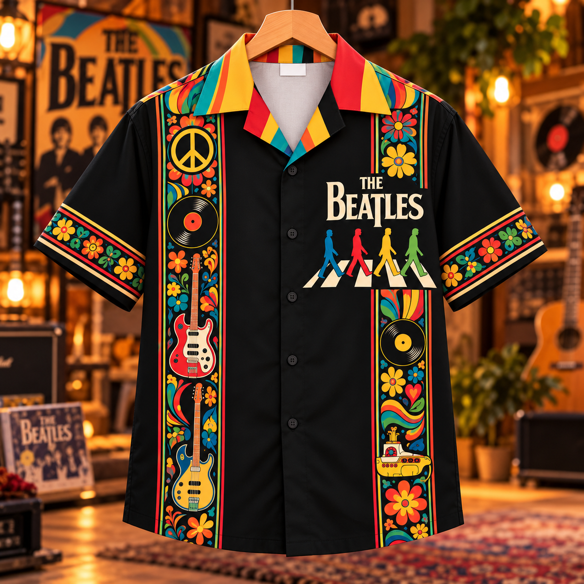 The Beatles Hawaiian Shirt – Retro Psychedelic Rock Inspired Gift Featuring Abbey Road