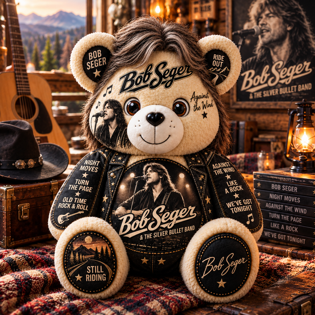 Bob Seger Custom Shaped Bear Pillow – Unique Gift for Bob Seger Fans & Classic Rock Lovers