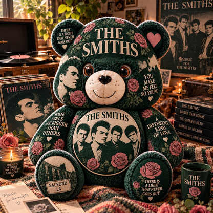 The Smiths Bear Custom Shaped Pillow – Unique Music Gift for The Smiths Fans & Indie Rock Lovers