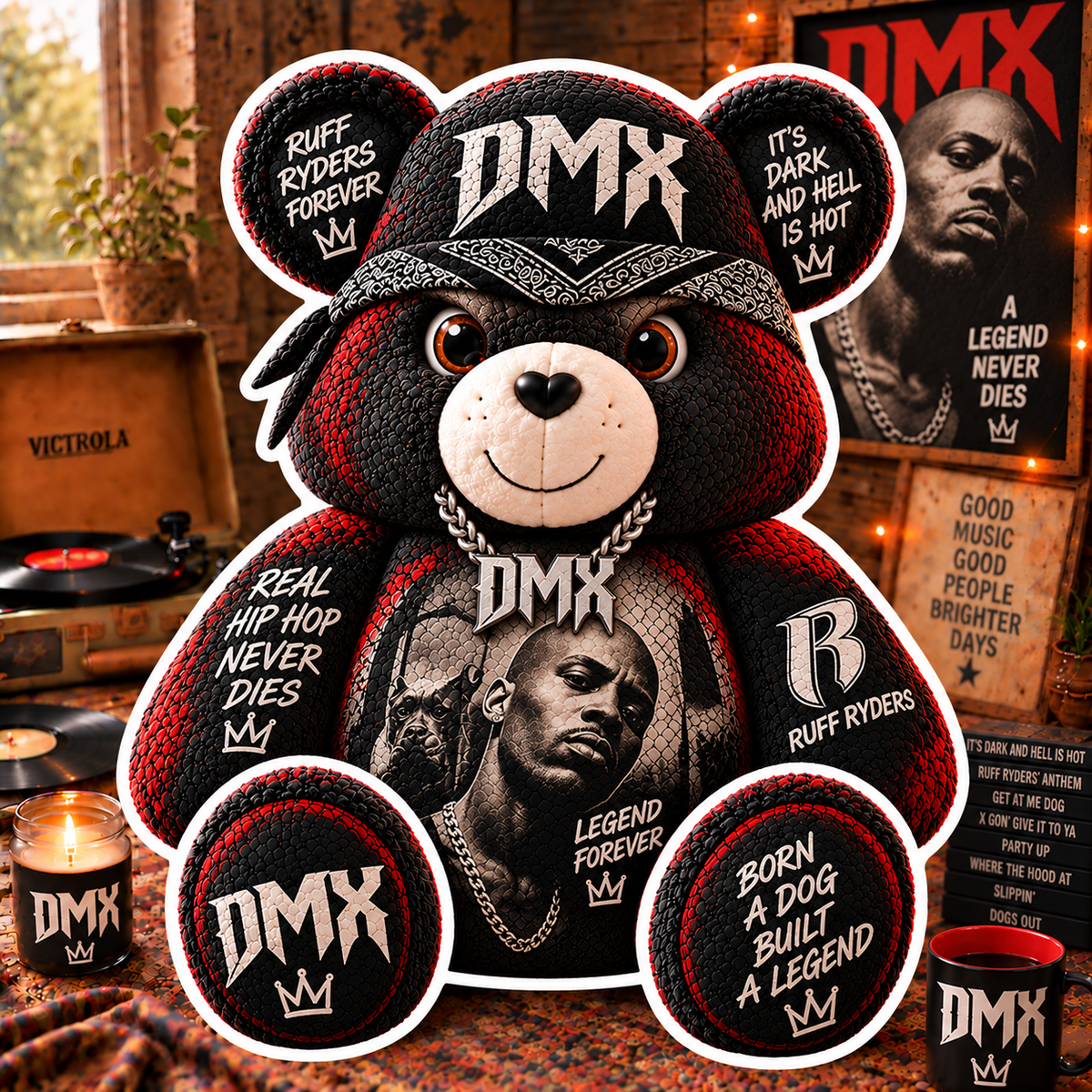 DMX Custom Shaped Bear Pillow – Unique Gift for Classic Music Lovers