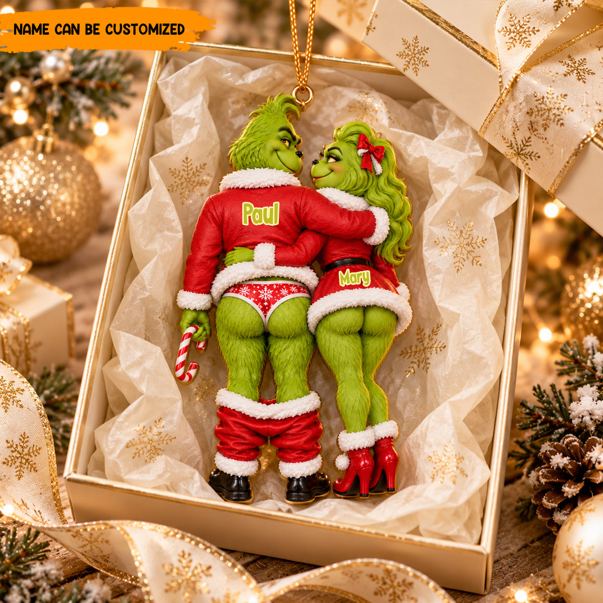 Personalized Couple Grinch Christmas Ornament