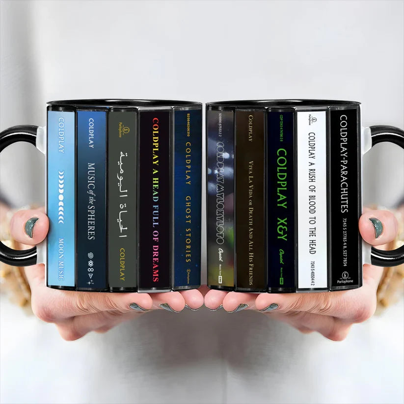 Coldplay Albums Cassette Collection Retro Accent Mug