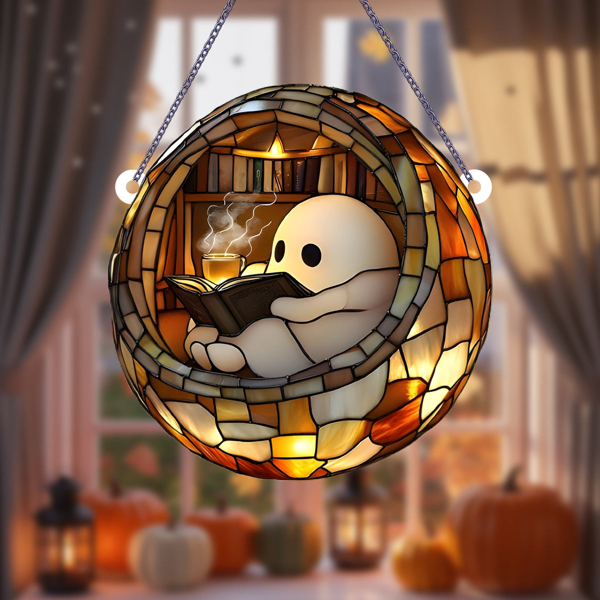 Cute Ghost Stained Glass Acrylic Suncatcher