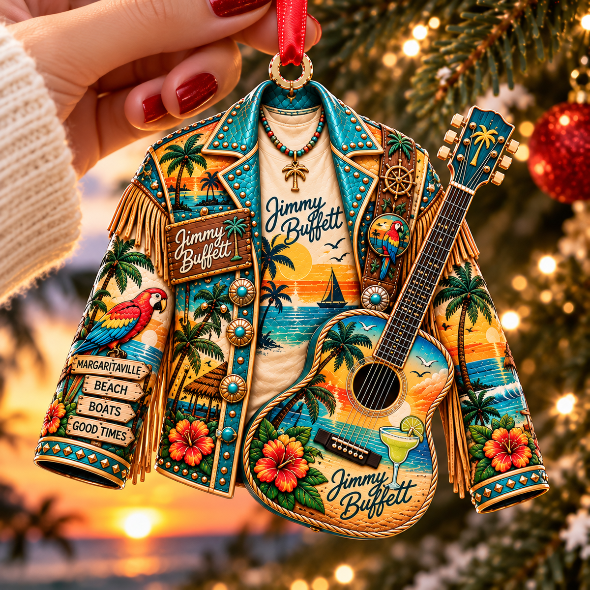 Jimmy Buffett Christmas Acrylic Ornament - Classic Music Legend Gift