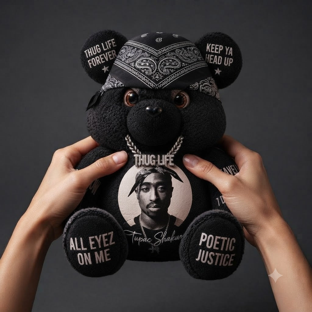 2Pac Custom Shaped Bear Pillow – Unique Gift for Classic Hip Hop Lovers