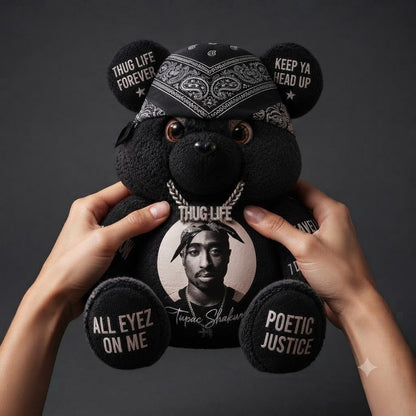 2Pac Custom Shaped Bear Pillow – Unique Gift for Classic Hip Hop Lovers
