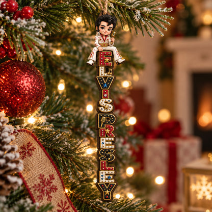 Elvis Presley Christmas Ornament, King of Rock and Roll Tree Decoration, Retro Music Lover Gift