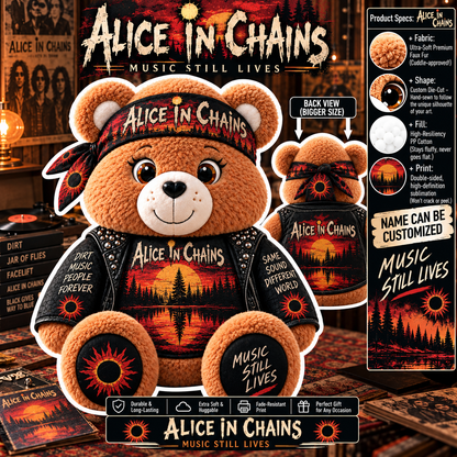 Alice in Chains Custom Shaped Bear Pillow – Unique Gift for Alice in Chains Fans & Grunge Rock Lovers